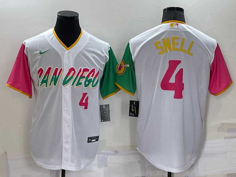 San Diego Padres #4 Blake Snell Number White 2022 City Connect Cool Base Stitched Jersey,We sell and wholesale San Diego Padres #4 Blake Snell Number White 2022 City Connect Cool Base Stitched Jersey on line form chian!